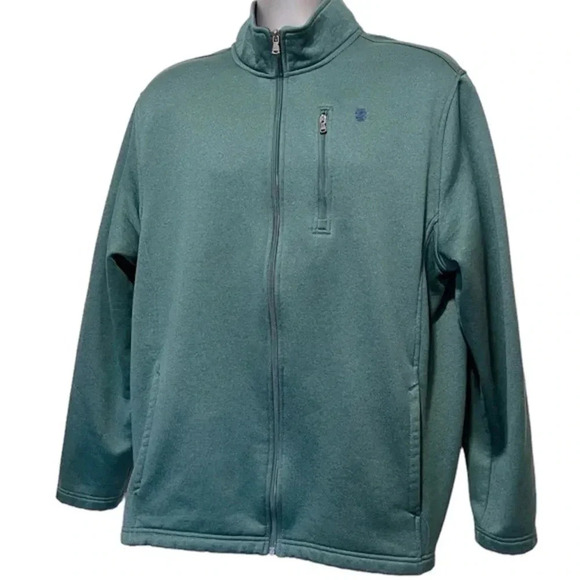 Izod Other - 🍀2/$22 Izod Advantage Performance Full Zip Green Fleece Sweatshirt Mens Large